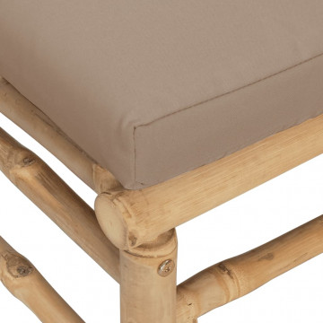 Canapea de colț pentru grădină, perne gri taupe, bambus6 - Img 5