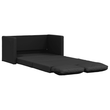 Canapea extensibilă 2 în 1, negru, 112x174x55cm piele ecologică - Img 2