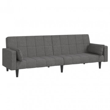 Canapea extensibilă cu 2 locuri, 2 perne, gri deschis, textil - Img 2