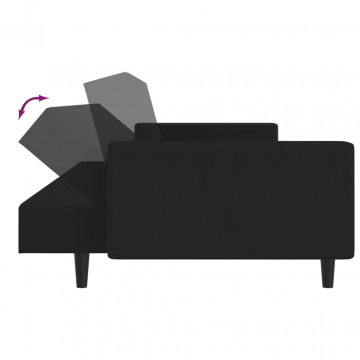 Canapea extensibilă cu 2 locuri, negru, catifea - Img 6