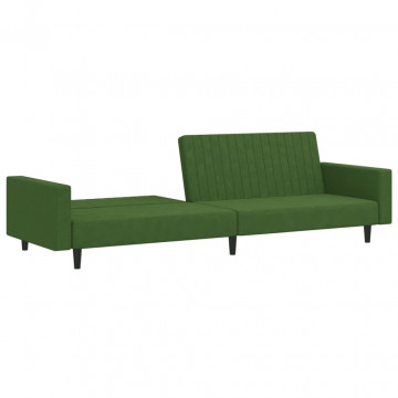 Canapea extensibilă cu 2 locuri, verde închis, catifea - Img 4
