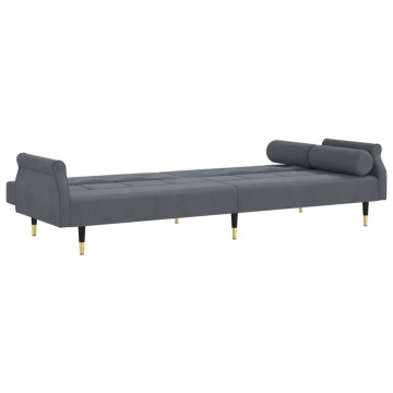 Canapea extensibilă cu perne, gri închis, catifea - Img 7