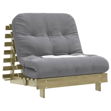 Canapea futon cu saltea, 80x206x11 cm, lemn de pin tratat - Img 4