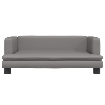 Canapea pentru copii, gri, 80x45x30 cm, piele ecologică - Img 3