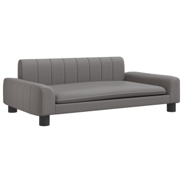 Canapea pentru copii, gri, 90x53x30 cm, piele ecologică - Img 2