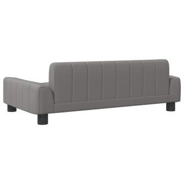 Canapea pentru copii, gri, 90x53x30 cm, piele ecologică - Img 7