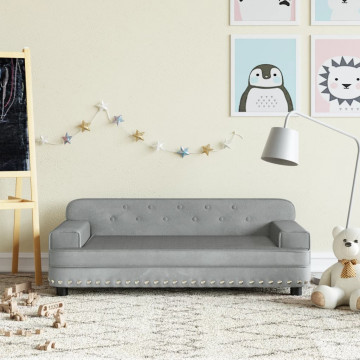 Canapea pentru copii, gri deschis, 90x53x30 cm, catifea - Img 1