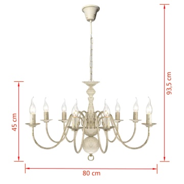 Candelabru alb de metal în stil antic 8 x becuri E14 - Img 9