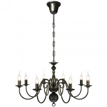 Candelabru Negru de metal în stil antichizat, 8 x becuri E14 - Img 1