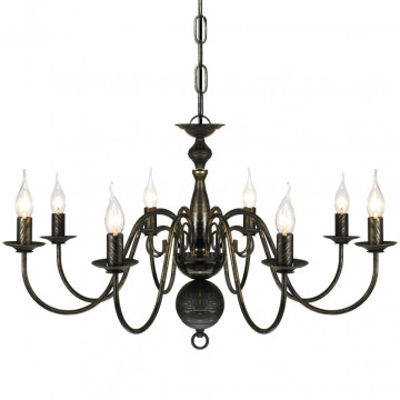 Candelabru Negru de metal în stil antichizat, 8 x becuri E14 - Img 4