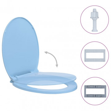 Capac WC cu închidere silențioasă, albastru, oval - Img 1