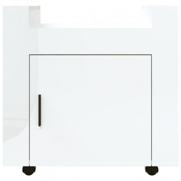 Cărucior de birou, alb extralucios, 60x45x60 cm, lemn prelucrat - Img 5