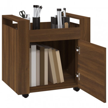 Cărucior de birou, stejar maro, 60x45x60 cm, lemn prelucrat - Img 8