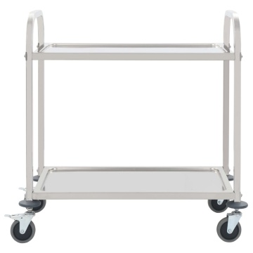 Cărucior de bucătărie 2 niveluri 95x45x83,5 cm oțel inoxidabil - Img 2