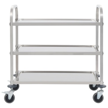 Cărucior de bucătărie 3 niveluri 95x45x83,5 cm oțel inoxidabil - Img 2