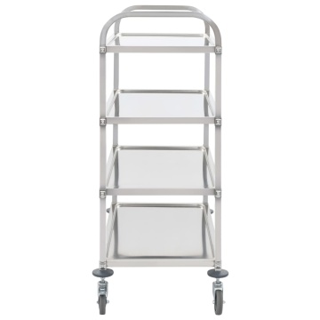 Cărucior de bucătărie 4 niveluri 107x55x125 cm oțel inoxidabil - Img 3