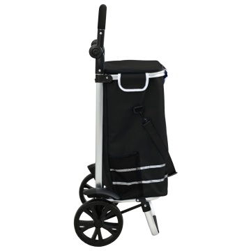 Carucior de cumpărături cu roți și mânere reglabile Negru 40 L - Img 3