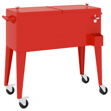 Cărucior frigorific cu roți roșu 92x43x89 cm - Img 5