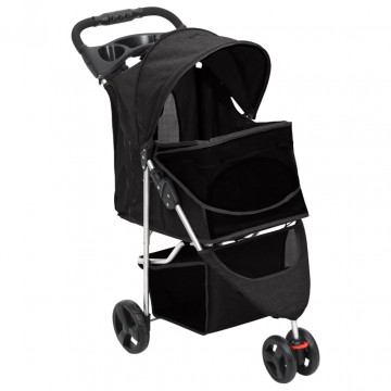 Cărucior pliabil pentru câini negru 80x46x98 cm țesătură Oxford - Img 3