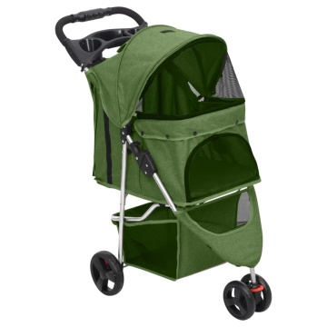 Cărucior pliabil pentru câini verde 80x46x98 cm țesătură Oxford - Img 1