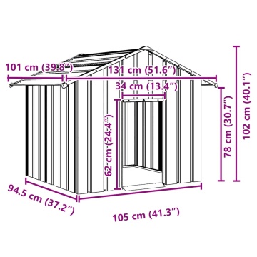 Casă pentru câini cu acoperiș 131x101x102 cm oțel galvanizat - Img 6