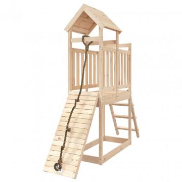 Căsuță de joacă cu perete de cățărat, lemn masiv de pin - Img 3