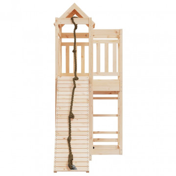 Căsuță de joacă cu perete de cățărat, lemn masiv de pin - Img 4
