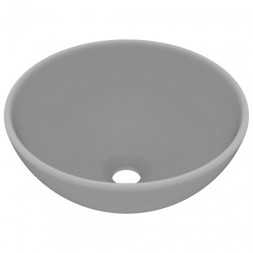 Chiuvetă baie lux, gri deschis mat, 32,5x14cm, ceramică, rotund - Img 2