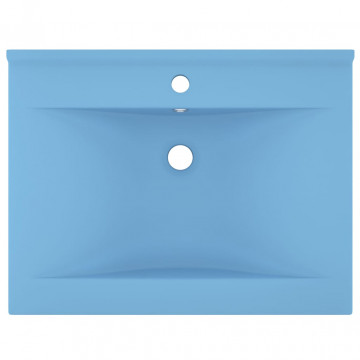 Chiuvetă baie lux, orificiu robinet, bleu mat 60x46 cm ceramică - Img 3