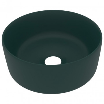 Chiuvetă baie lux verde închis mat 40x15 cm ceramică rotund - Img 2