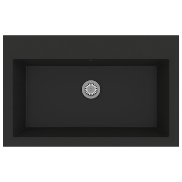 Chiuvetă bucătărie neagră 790x500x193 mm granit - Img 2