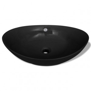 Chiuvetă Ceramică Ovală Neagră cu Gură de scurgere 59 x 38,5 cm - Img 4