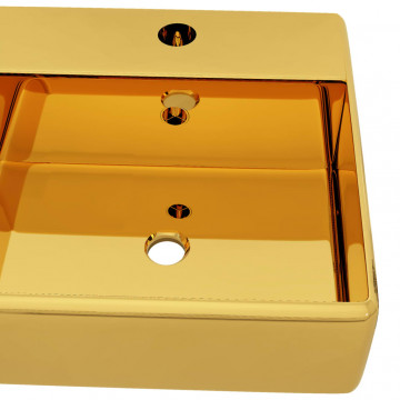 Chiuvetă cu preaplin, auriu, 41 x 41 x 15 cm, ceramică - Img 4