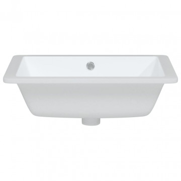 Chiuvetă de baie, alb, 50x40,5x18,5 cm, pătrată, ceramică - Img 4