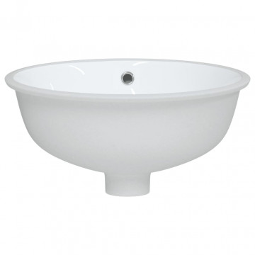 Chiuvetă de baie albă 38,5x33,5x19 cm, ovală, ceramică - Img 4