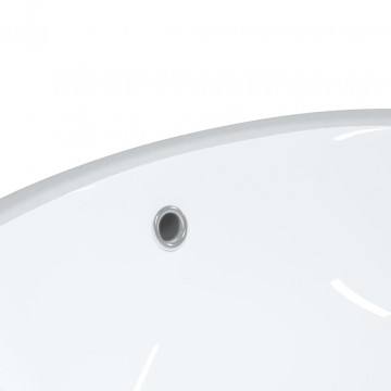 Chiuvetă de baie albă 38,5x33,5x19 cm, ovală, ceramică - Img 7