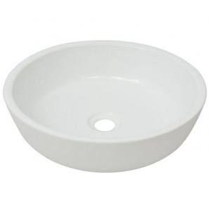 Chiuvetă de baie din ceramică, rotundă, 42 x 12 cm, alb - Img 2