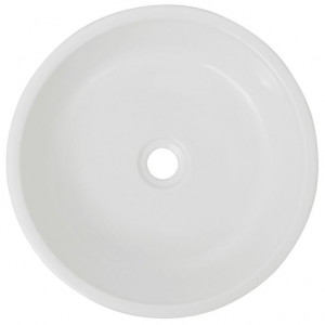 Chiuvetă de baie din ceramică, rotundă, 42 x 12 cm, alb - Img 5