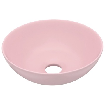 Chiuvetă de baie, roz mat, ceramică, rotund - Img 2