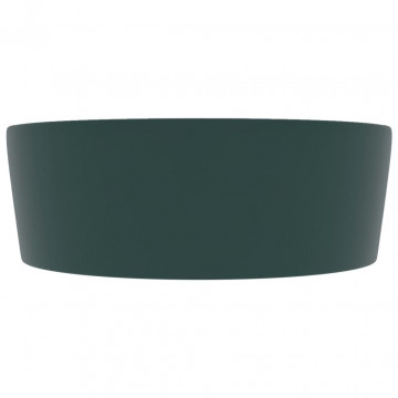 Chiuvetă de lux cu preaplin verde închis mat 36x13 cm ceramică - Img 4