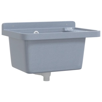 Chiuvetă lavoar pentru montare pe perete gri 50x35x24 cm rășină - Img 2