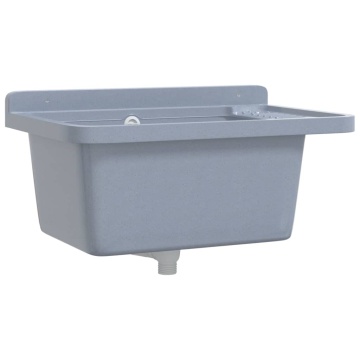 Chiuvetă lavoar pentru montare pe perete gri 60x40x28 cm rășină - Img 2