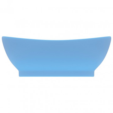 Chiuvetă lux cu preaplin, bleu mat, 58,5x39 cm, ceramică, oval - Img 3