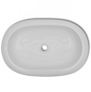 Chiuvetă ovală pentru baie din ceramică, Alb - Img 8