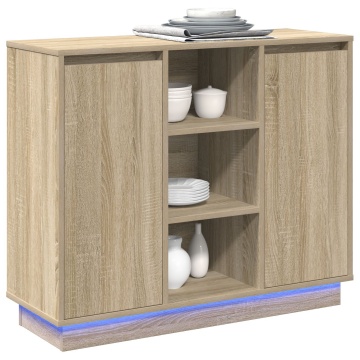 Comodă cu LED Stejar Sonoma 90x32x75 cm Lemn prelucrat - Img 3