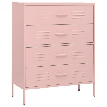 Comodă cu sertare, roz, 80x35x101,5 cm, oțel - Img 2