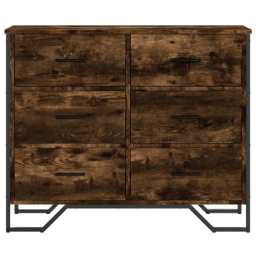 Comodă cu sertare stejar fumuriu 91x35,5x74,5 cm lemn prelucrat - Img 4