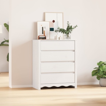 Comodă DRAMMEN Alb 76,5x40x91 cm Lemn masiv Pin - Img 1