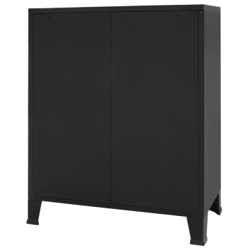 Comodă sertare, metal, stil industrial, 78x40x93 cm, negru - Img 8