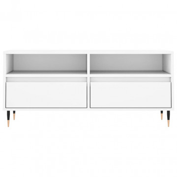 Comodă TV, alb, 100x34,5x44,5 cm, lemn prelucrat - Img 8